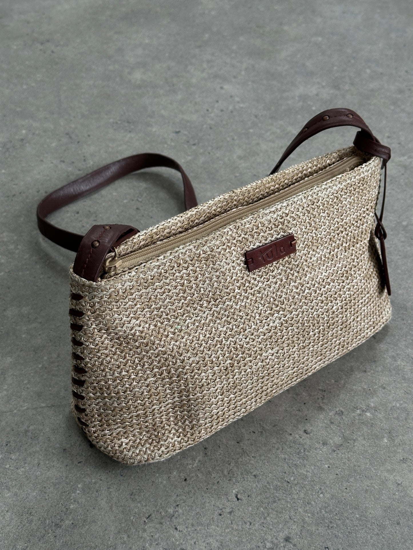 Vintage Raffia Crossbody Bag