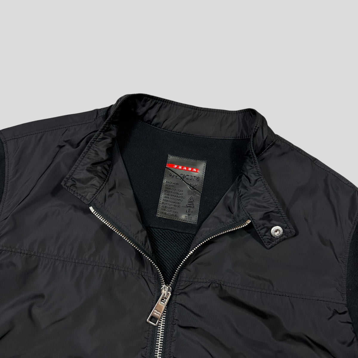 Prada Sport 2013 Minimalistic Nylon Panelled Moto Jacket - S | Black