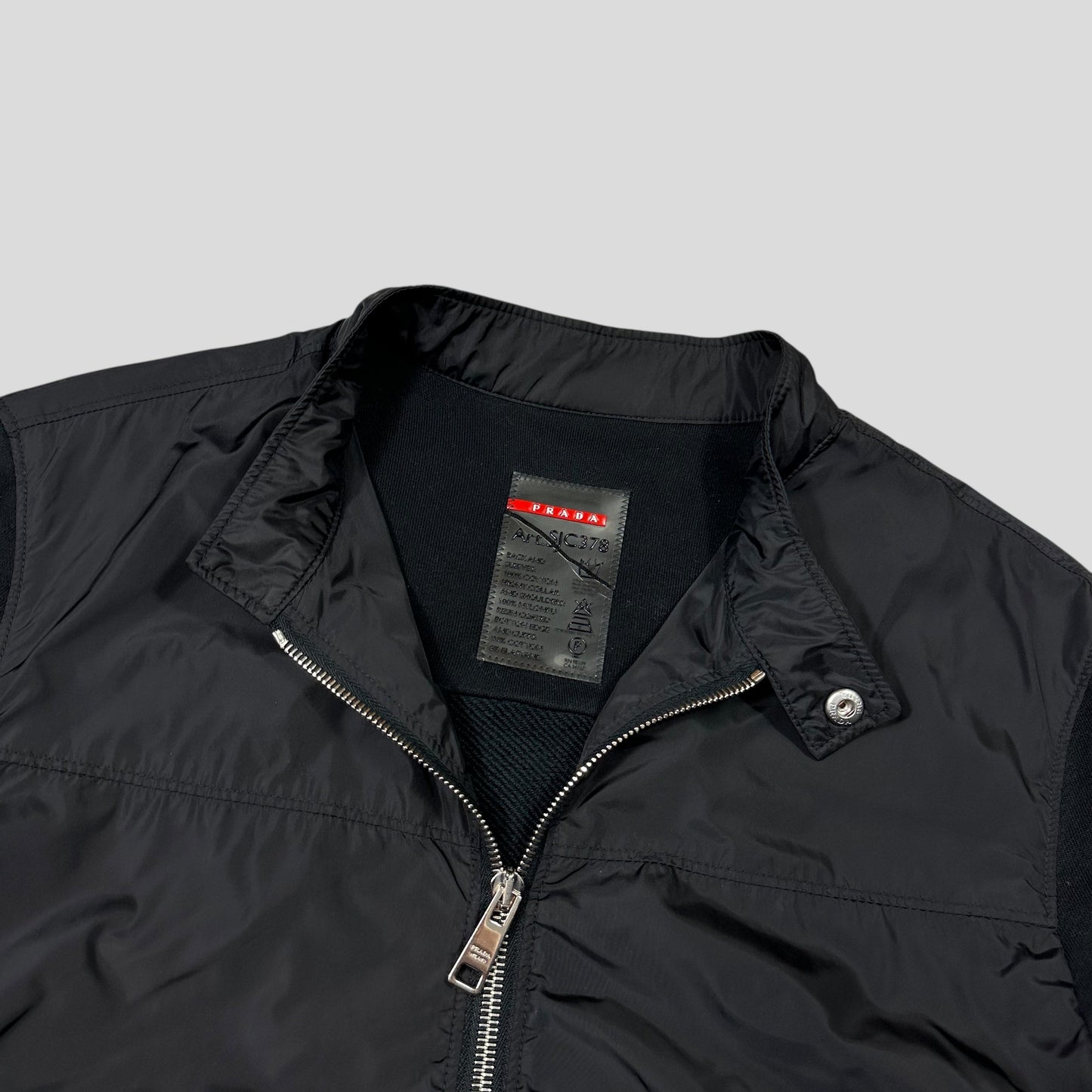 Prada Sport 2013 Minimalistic Nylon Panelled Moto Jacket - S | Default Title, Black