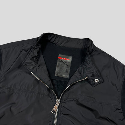 Prada Sport 2013 Minimalistic Nylon Panelled Moto Jacket - S | Default Title, Black
