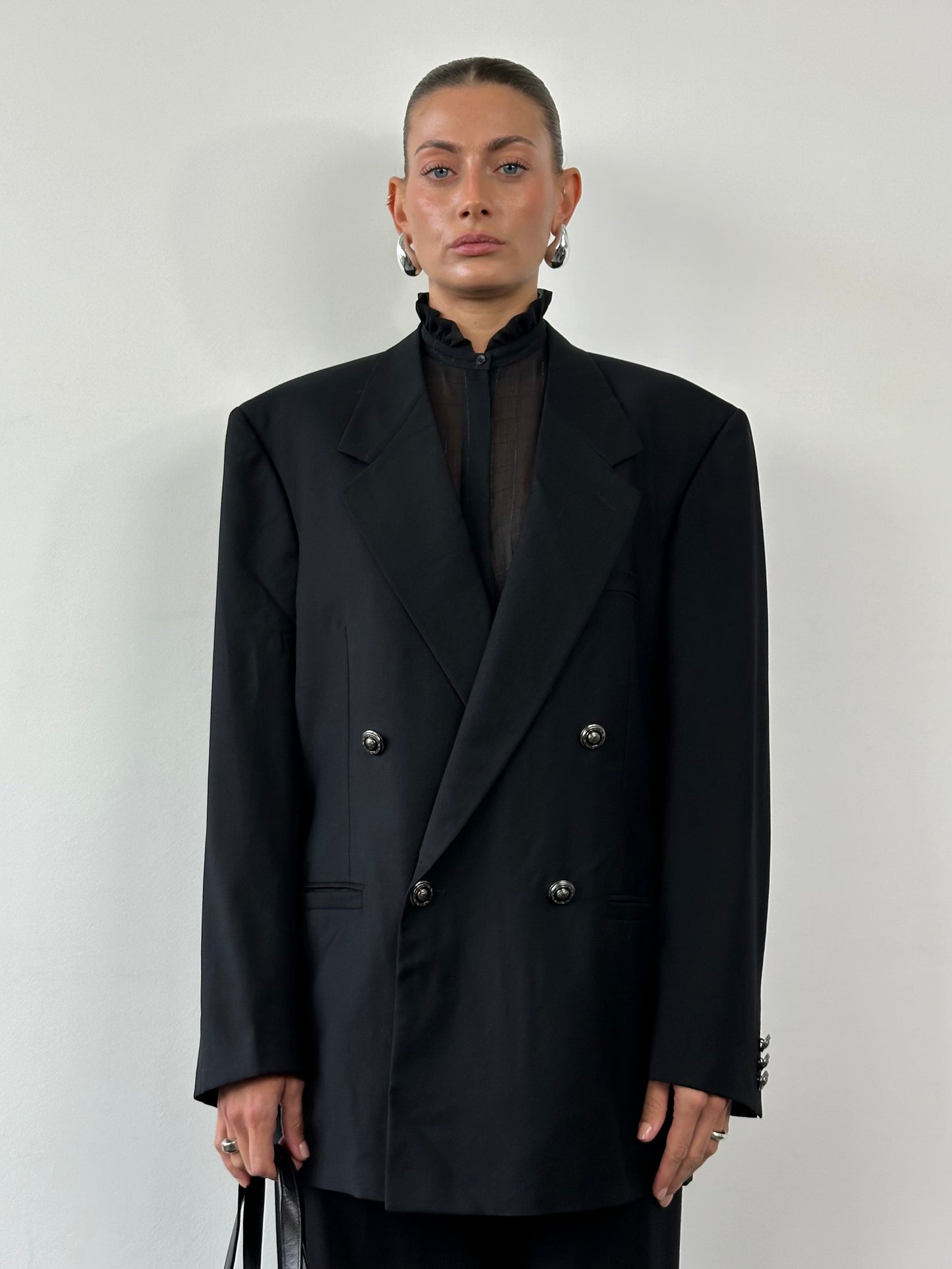 Gianni Versace 1990s Bespoke Medusa Button Double Breasted Blazer - 40R/L