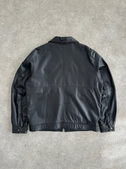 Vintage 1990s Minimal Leather Jacket - L/XL