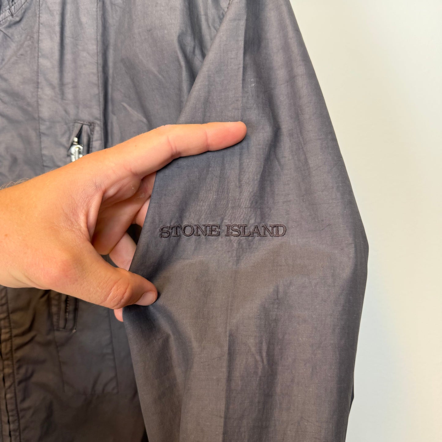 Early 00’s Stone Island Script Logo Jacket (M) | Medium, Charcoal