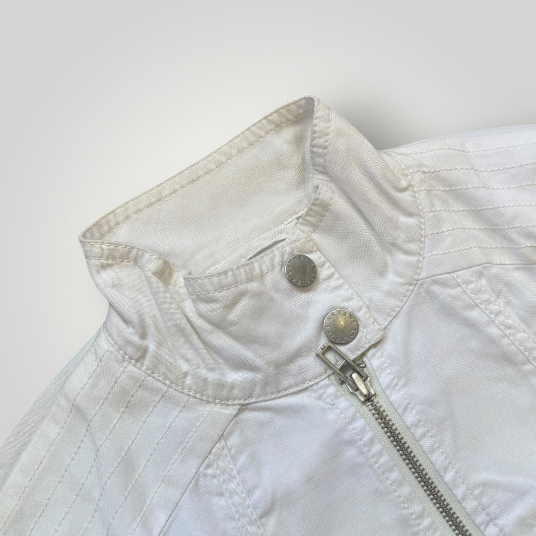 2000's Armani Exchange Cotton Mix Biker Jacket S/M | O/S, White