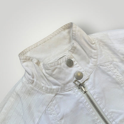 2000's Armani Exchange Cotton Mix Biker Jacket S/M | O/S, White