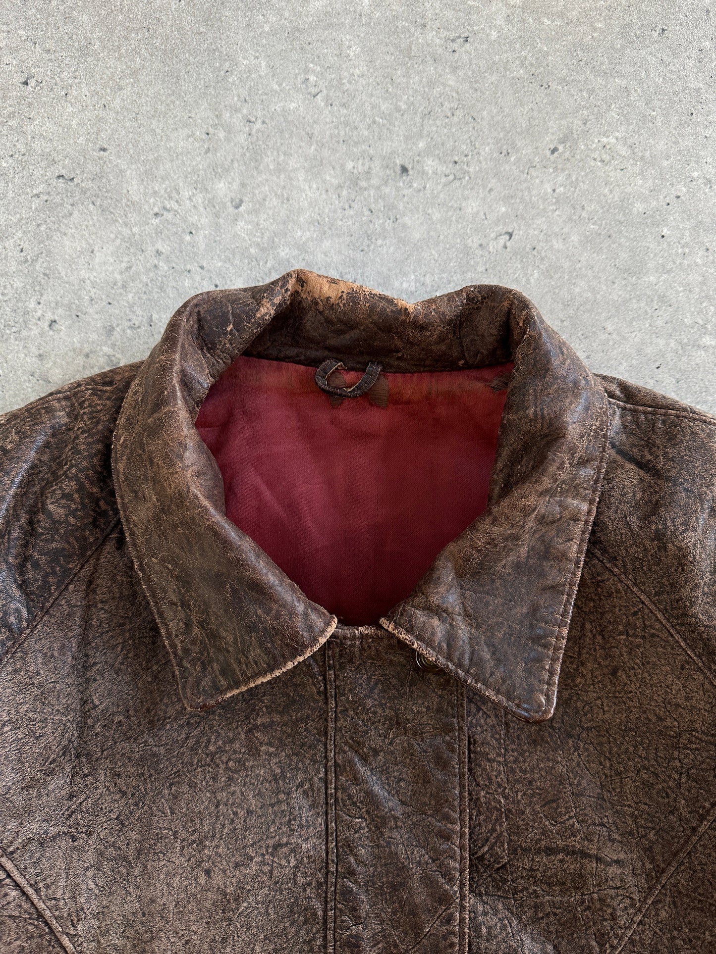 Vintage 1980s Aged Leather Jacket - S