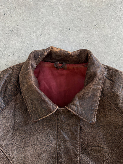 Vintage 1980s Aged Leather Jacket - S