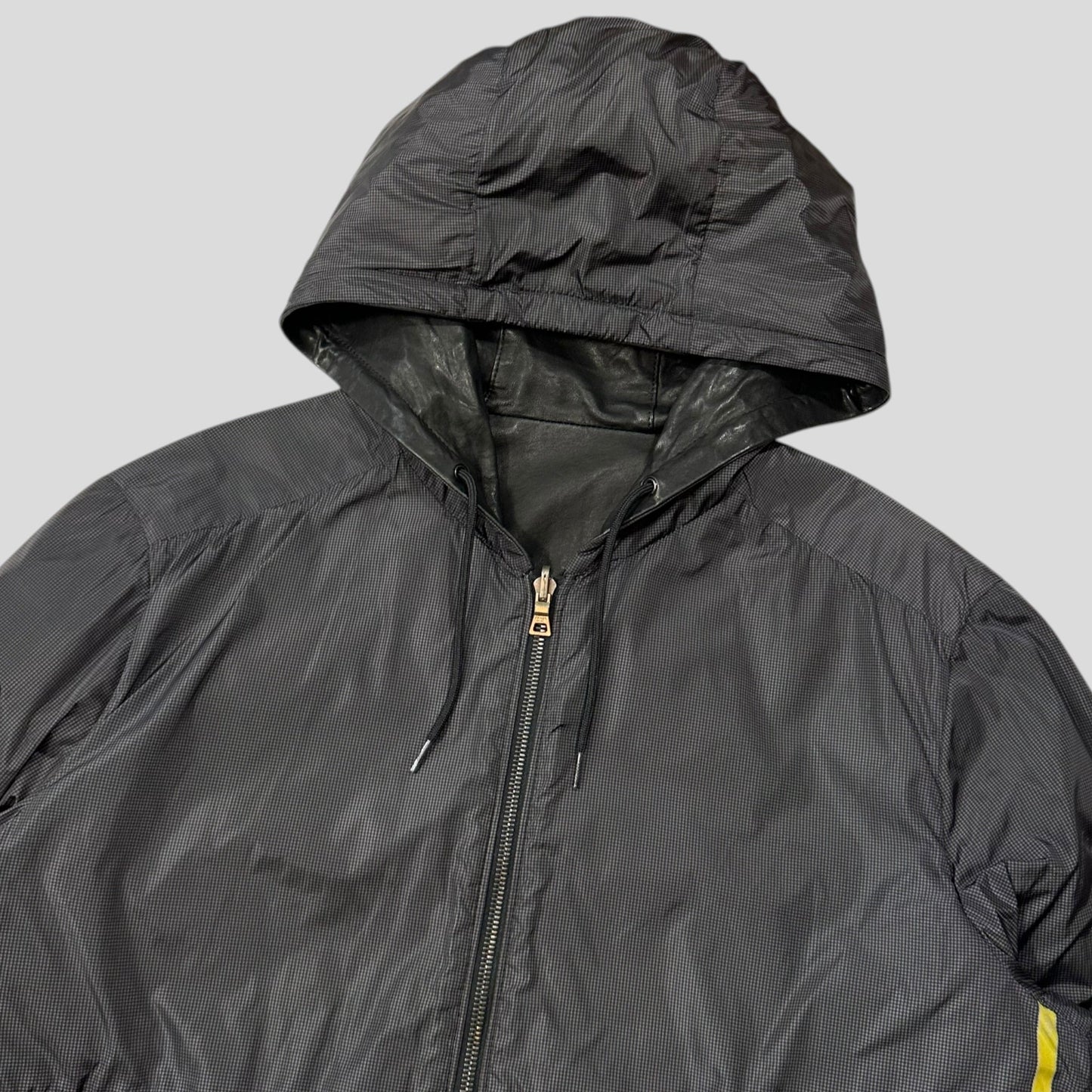 Prada Sport 2010 Reversible Leather + Micro Check Nylon Jacket - IT52