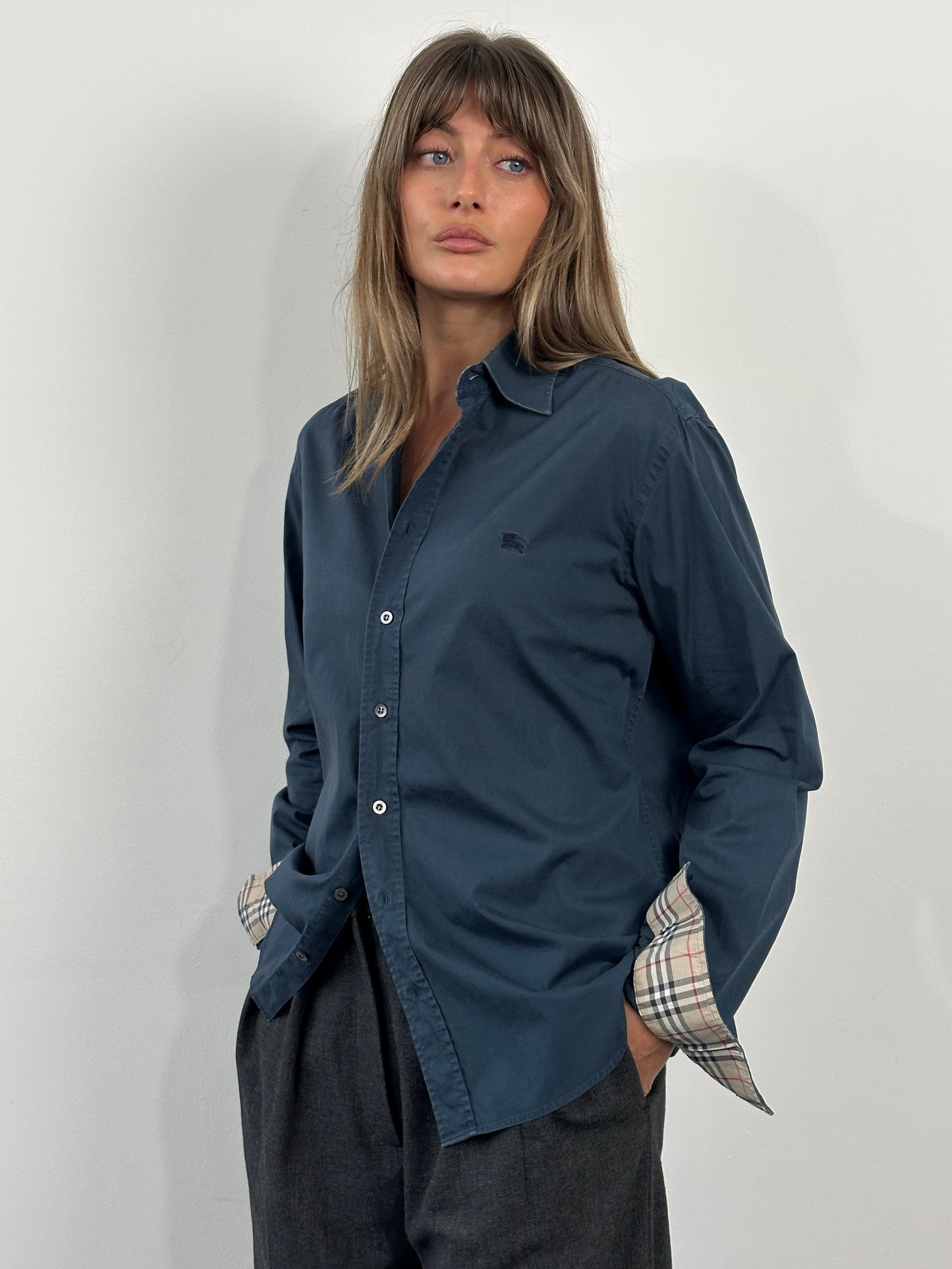 Burberry London 2000s Cotton Logo Shirt - M