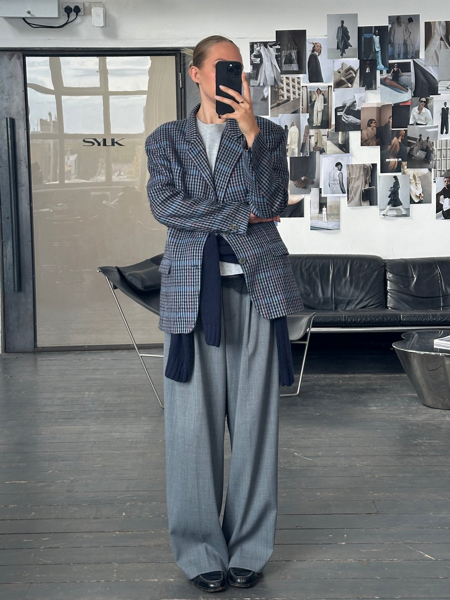 Christian Dior Monsieur 1990s Brushed Wool Houndstooth Blazer - 42R/XL