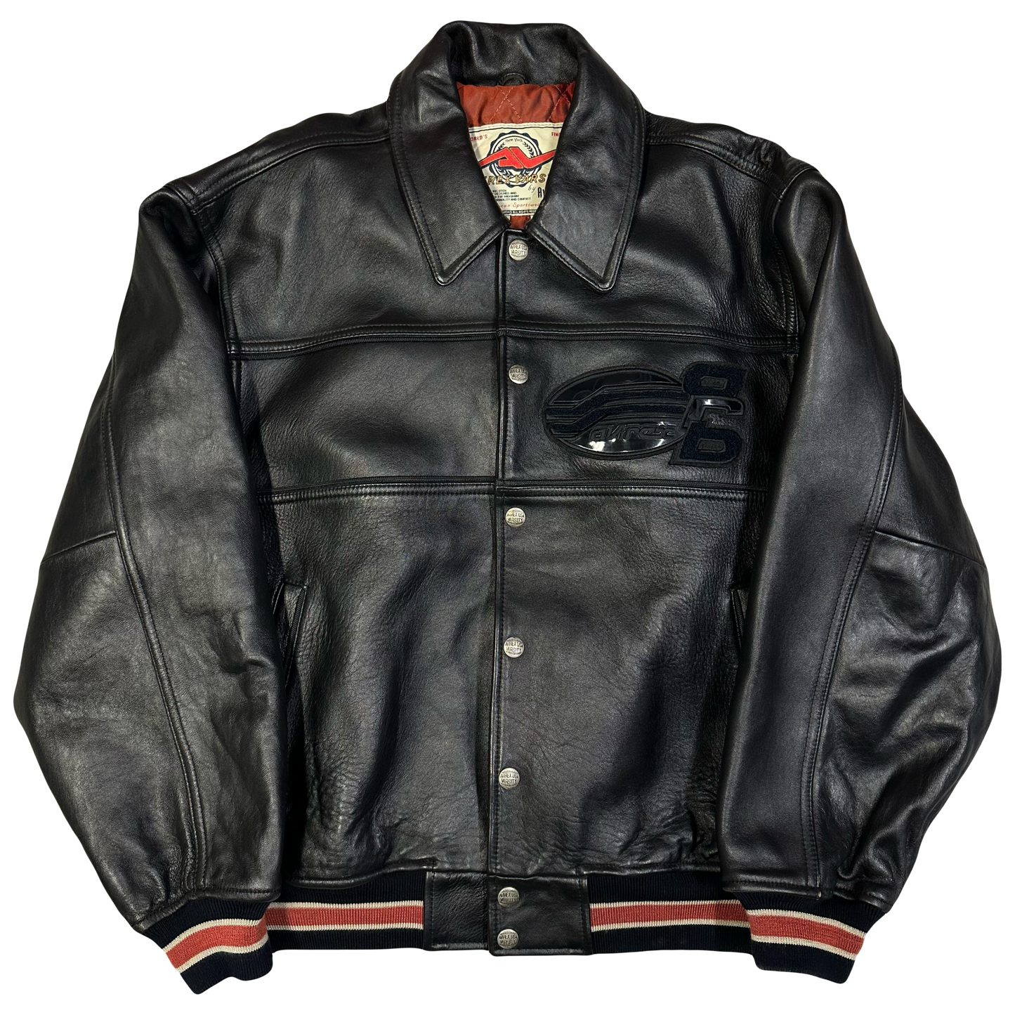 Avirex Record Breakers Leather Jacket In Black ( L )
