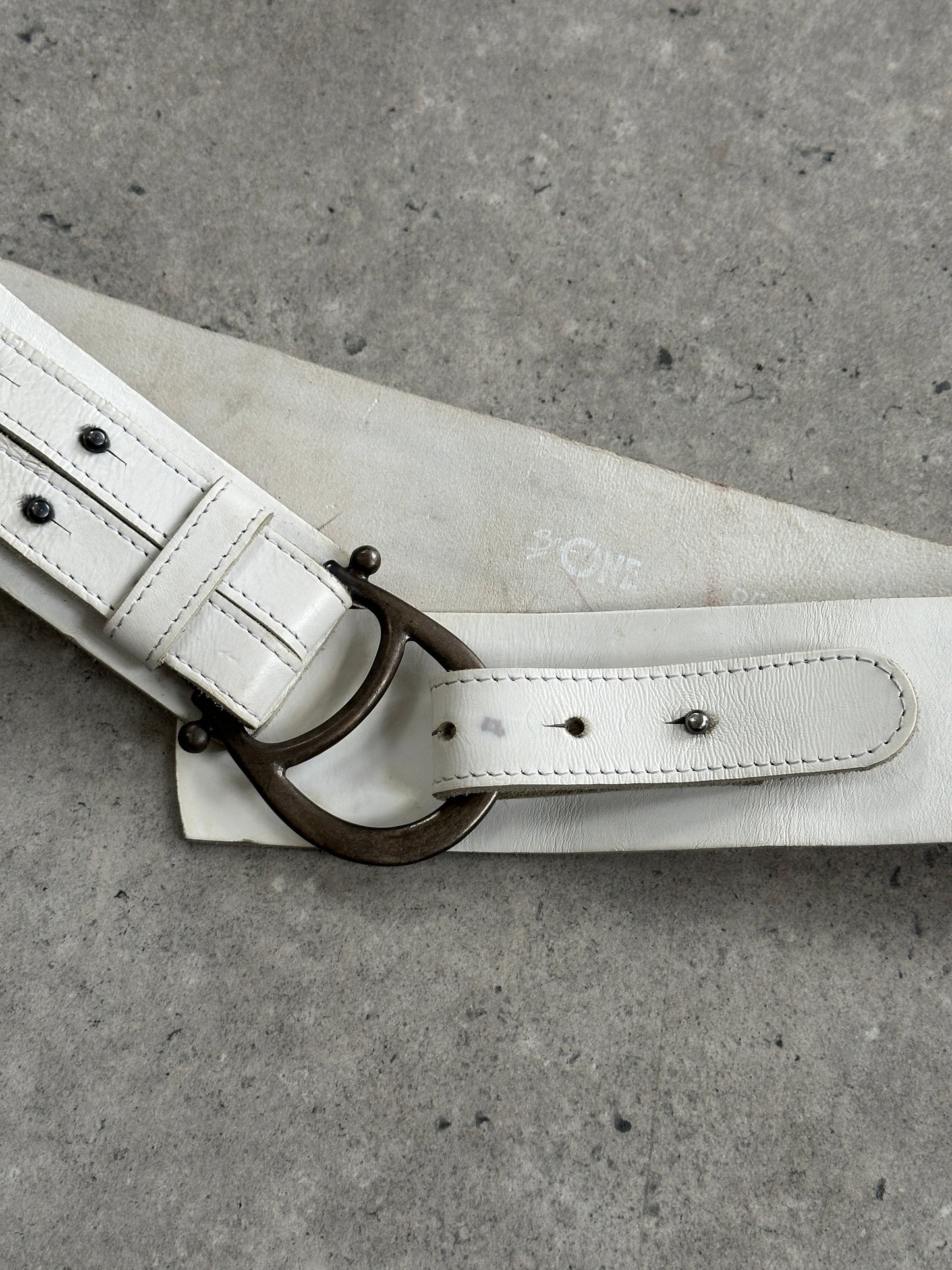 Italian Vintage 1990s Chrome Chunky Leather Belt - W32-34