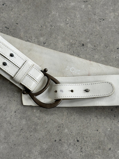 Italian Vintage 1990s Chrome Chunky Leather Belt - W32-34