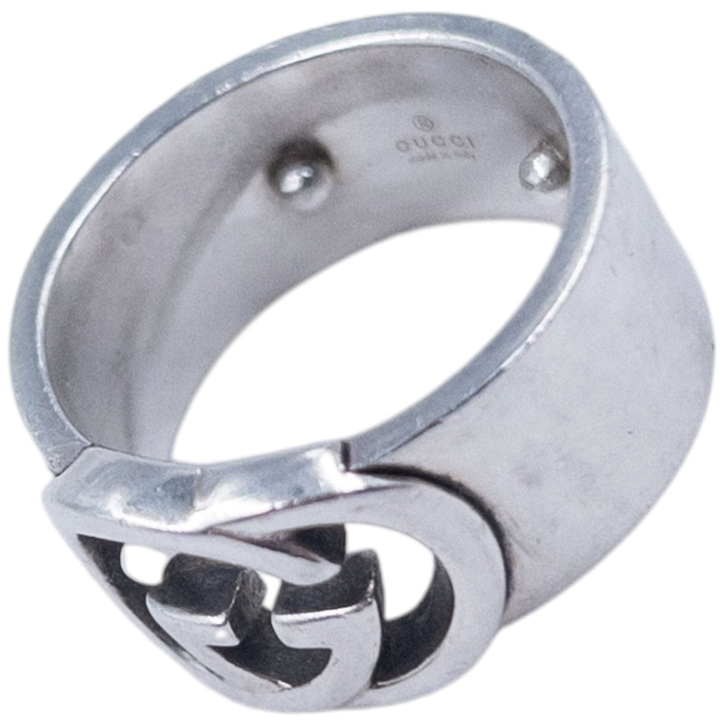 Vintage 2000s Gucci Silver Logo Ring | O/S, Grey