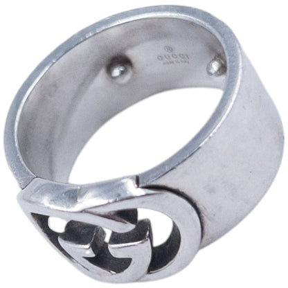 Vintage 2000s Gucci Silver Logo Ring | O/S, Grey