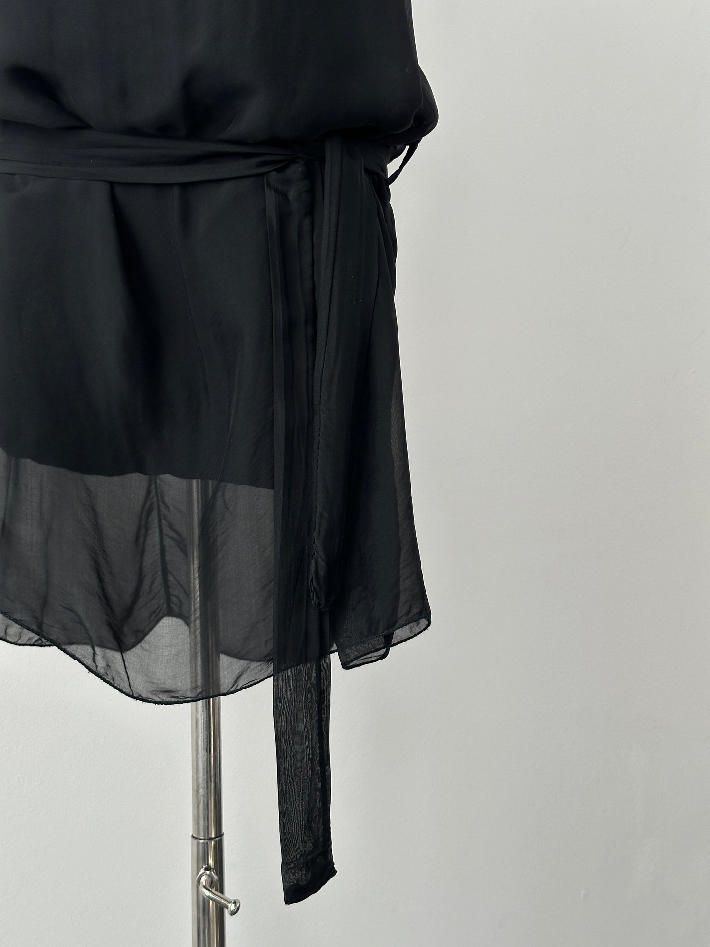 Italian Vintage 1990s Pure Silk Sleeveless Belted Dress - M
