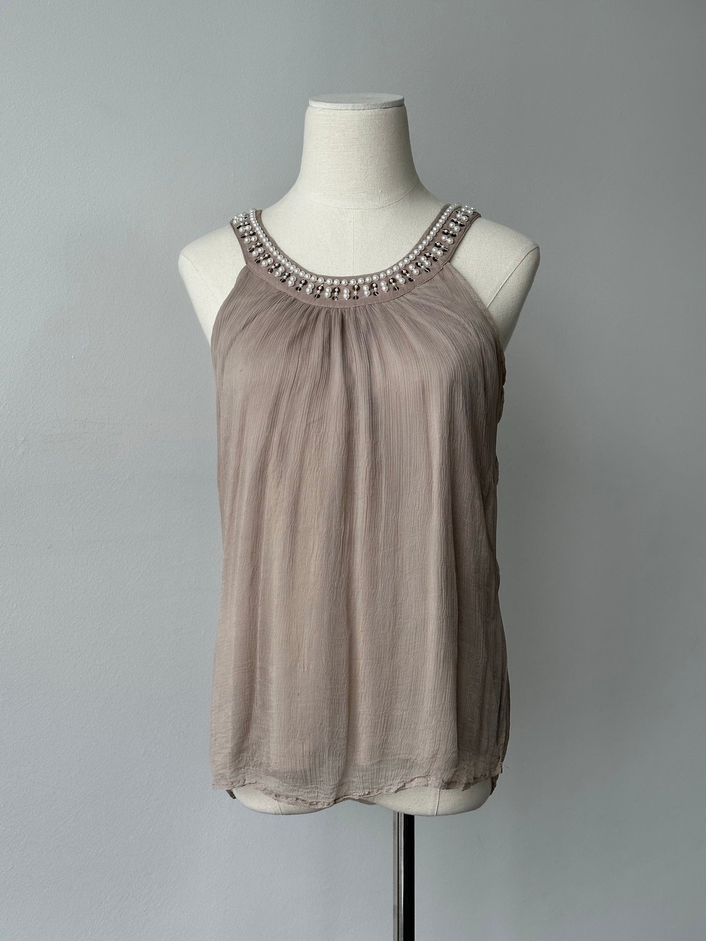 Vintage 2000s Plisse Pearl Sleeveless Top - S