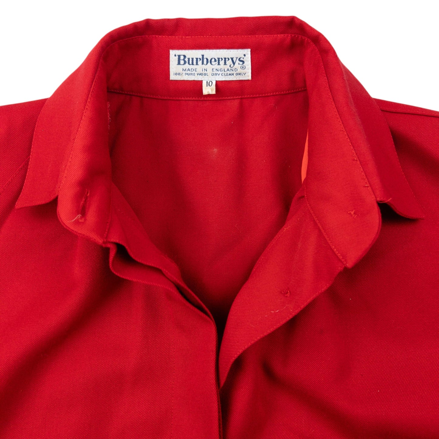 Vintage 80s Burberry Longline Jacket Womens Size L | Large, Red