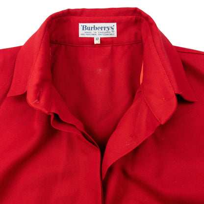 Vintage 80s Burberry Longline Jacket Womens Size L | Large, Red