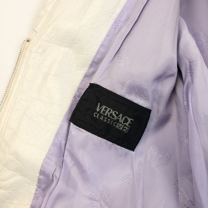 Vintage 2000s Versace Classic V2 Iridescent Leather Jacket Womens Size M | Medium, White