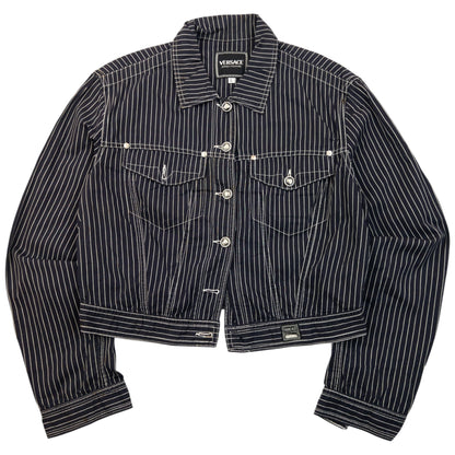 Vintage 2000s Versace Jeans Couture Striped Jacket Womens Size L | Large, Navy