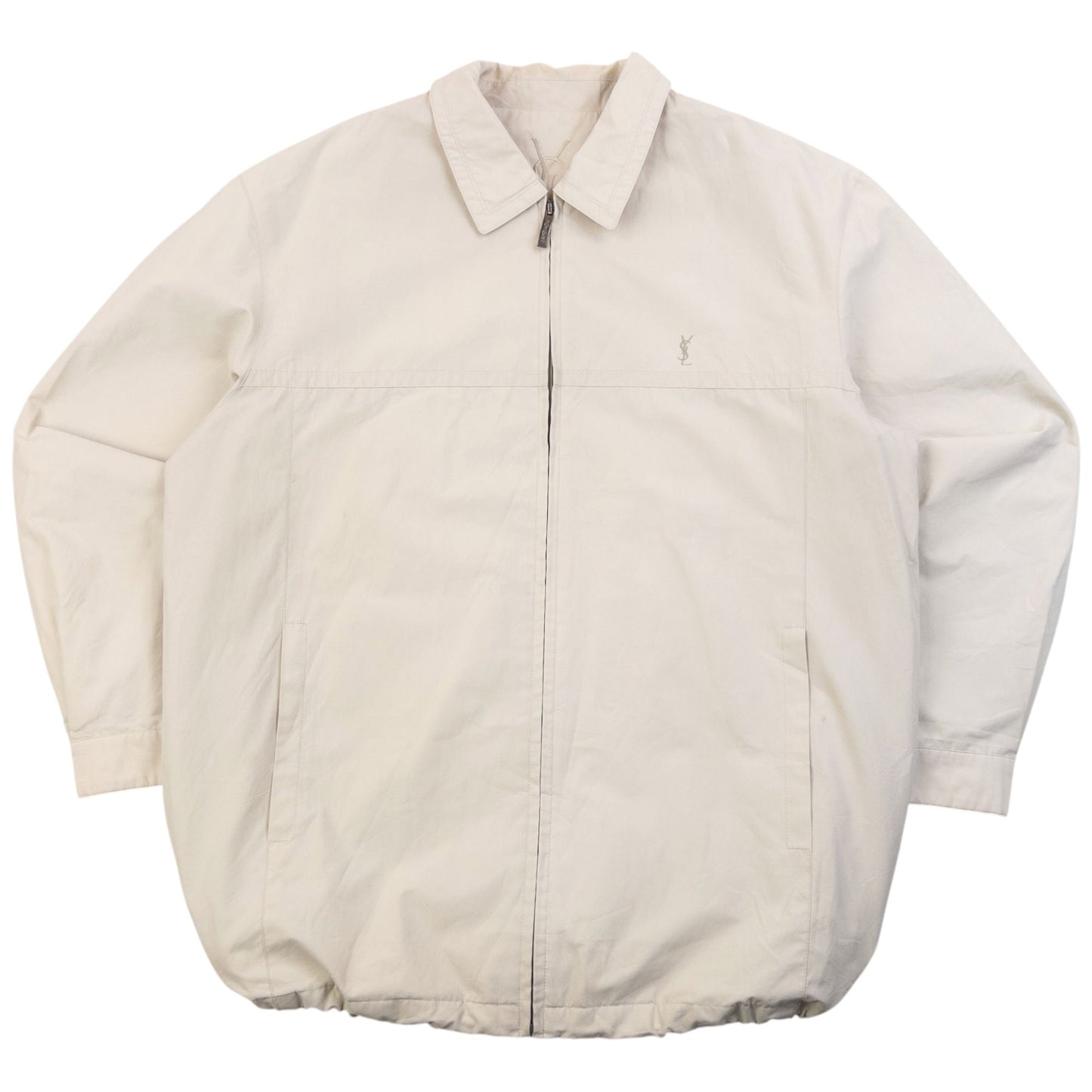 Vintage 90s YSL Yves Saint Laurent Harrington Jacket Size M | Medium, Cream