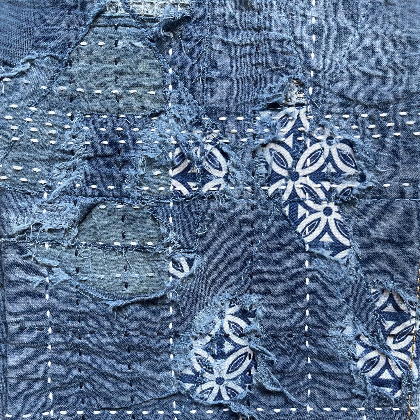 Indigo Boro Sashiko Distressed 501 Jeans - W32"