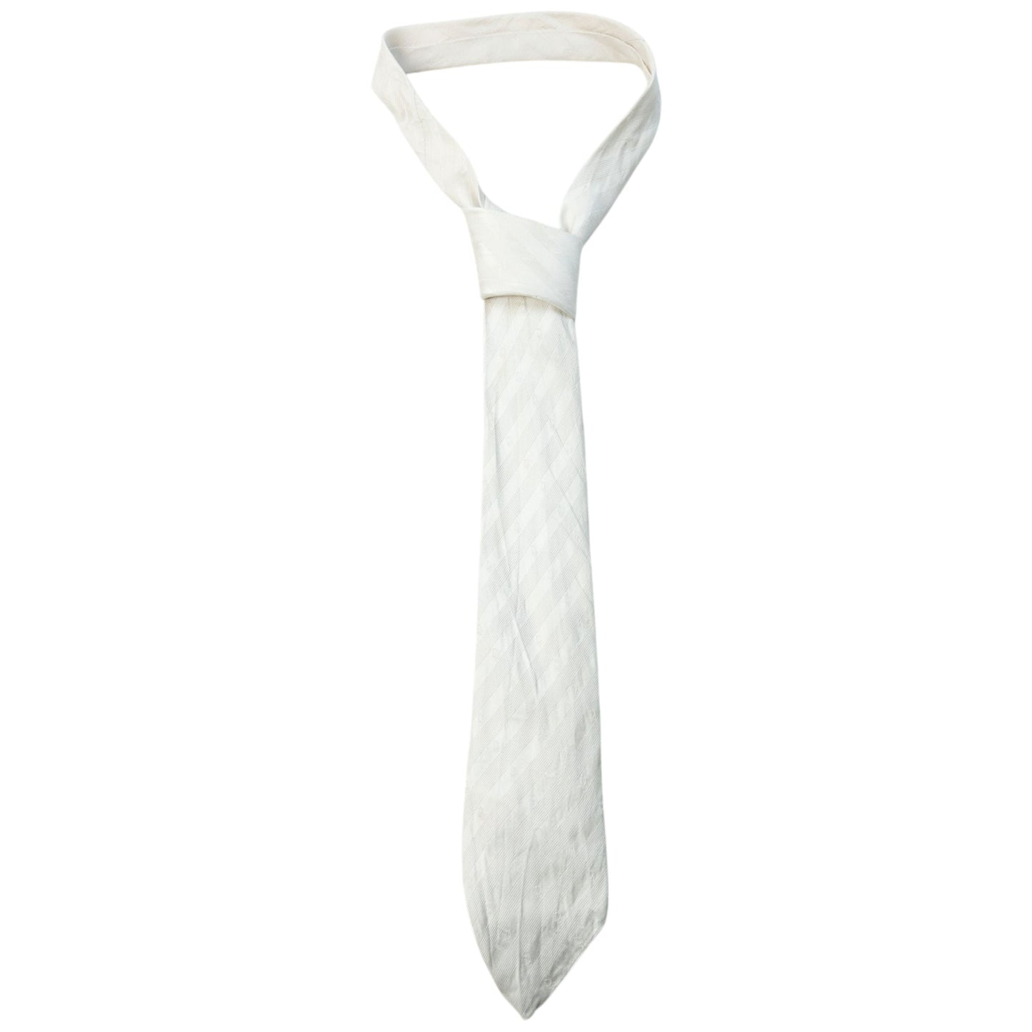 Vintage 90s Dior Monogram Stripe Silk Tie | O/S, White