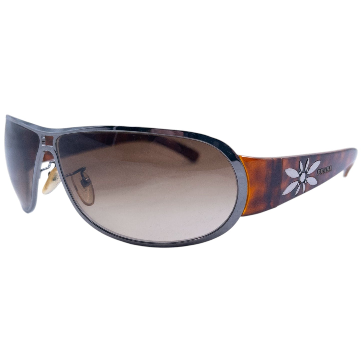 Vintage 2000s Prada Tortoise Shell Flower Sunglasses