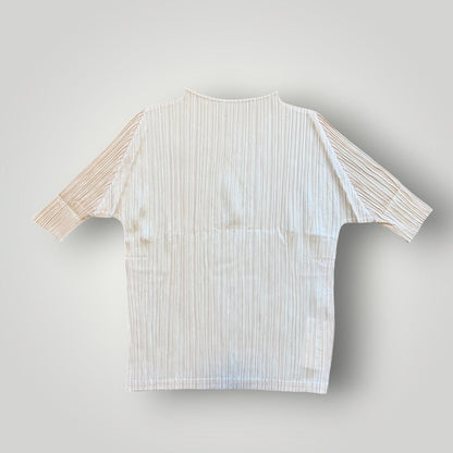2000's Issey Miyake Pleats Please 3/4 Sleeve Top 3 | O/S, Beige