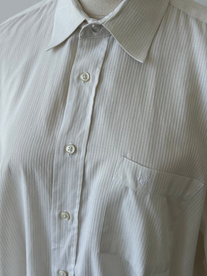 Christian Dior 1990s Cotton Striped Logo Shirt - L