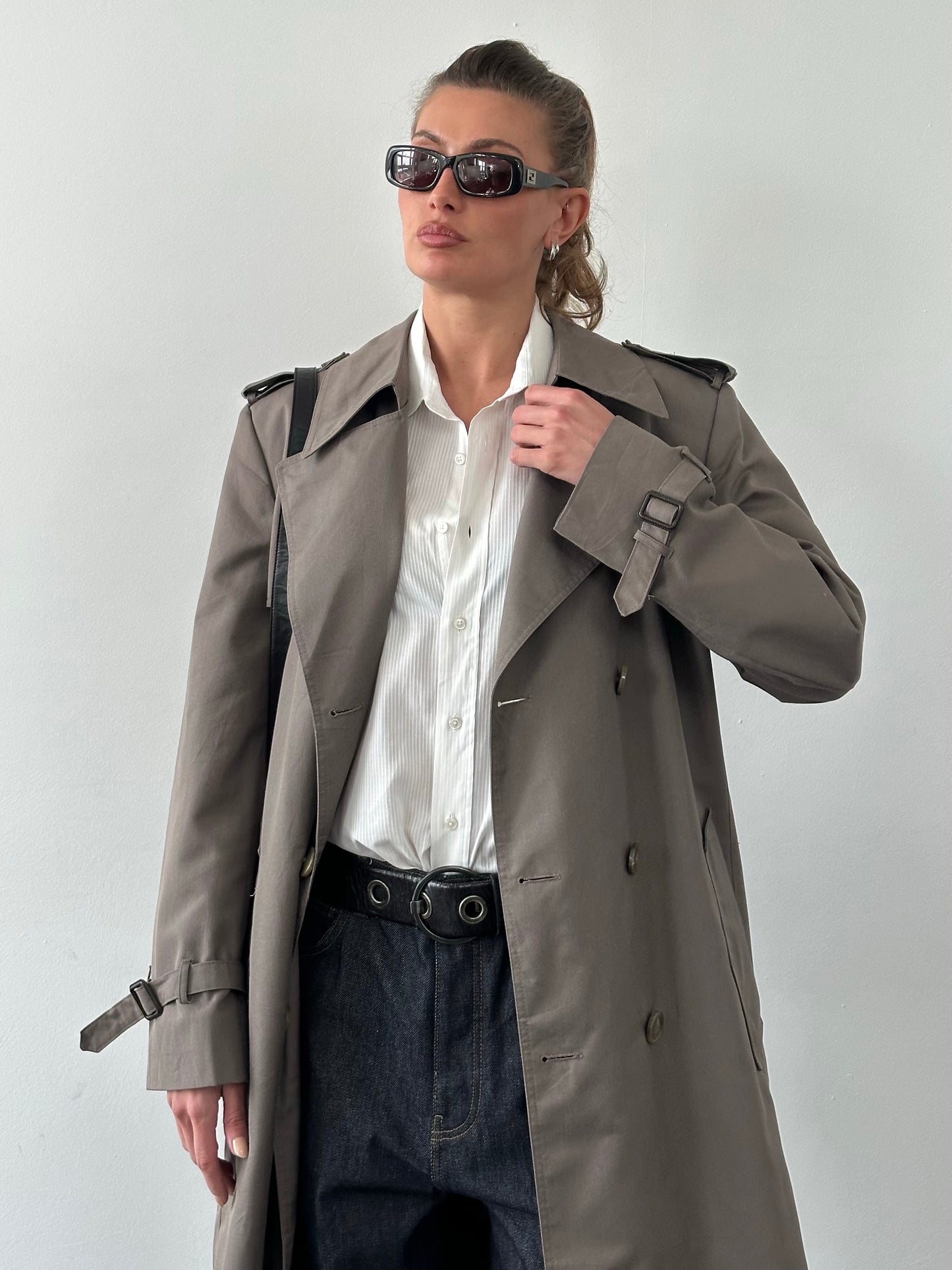 Christian Dior Monsieur 1980s Double Breasted Belted Trench Coat - L