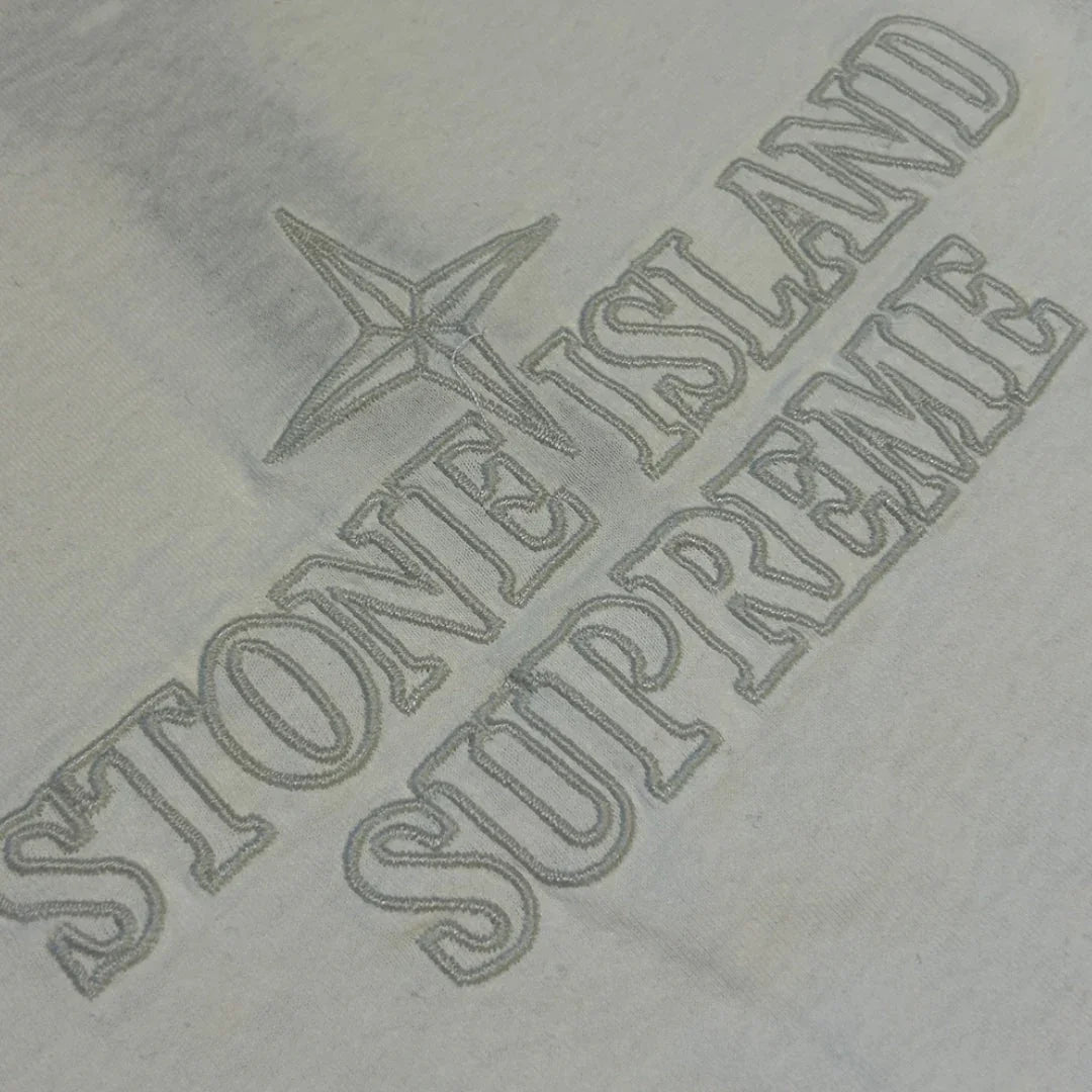 Stone Island x Supreme AW/20 Embroidered Logo Spellout T-shirt L BNWT