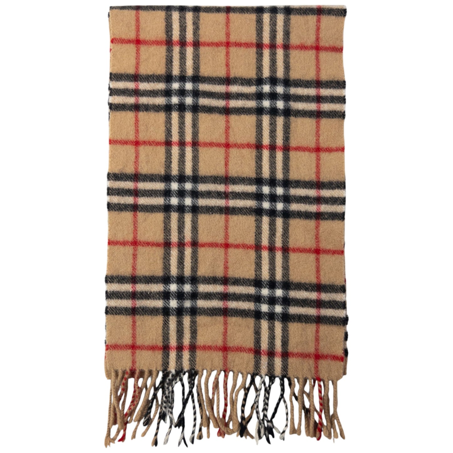 Vintage Burberry Nova Check Lambswool Tassel Scarf