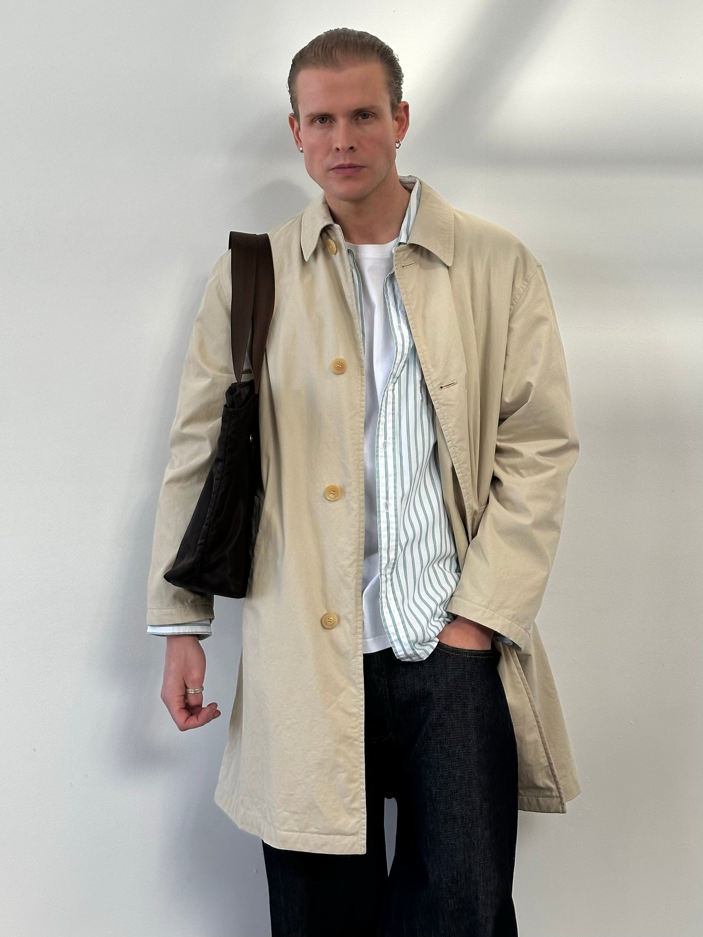 Hugo Boss 2000s Cotton Concealed Placket Trench - L