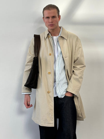 Hugo Boss 2000s Cotton Concealed Placket Trench - L