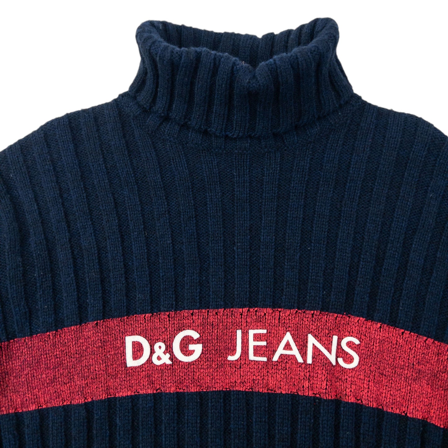 Vintage 2000s Dolce & Gabbana Ribbed Knit Turtleneck Jumper Womens Size S | Small, Navy