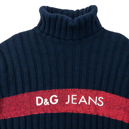 Vintage 2000s Dolce & Gabbana Ribbed Knit Turtleneck Jumper Womens Size S | Small, Navy