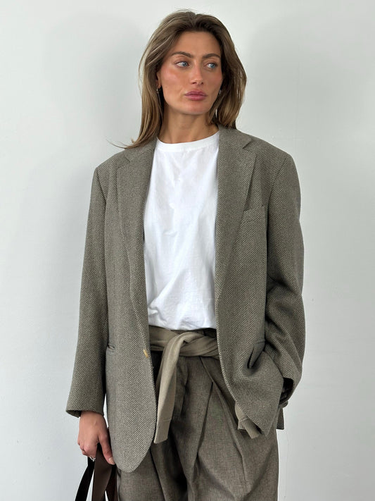 Burberry London 1990s Pure Wool Herringbone Blazer - 38S/L