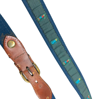 Vintage 80s Burberry Golf Print Belt Size L | O/S, Gold