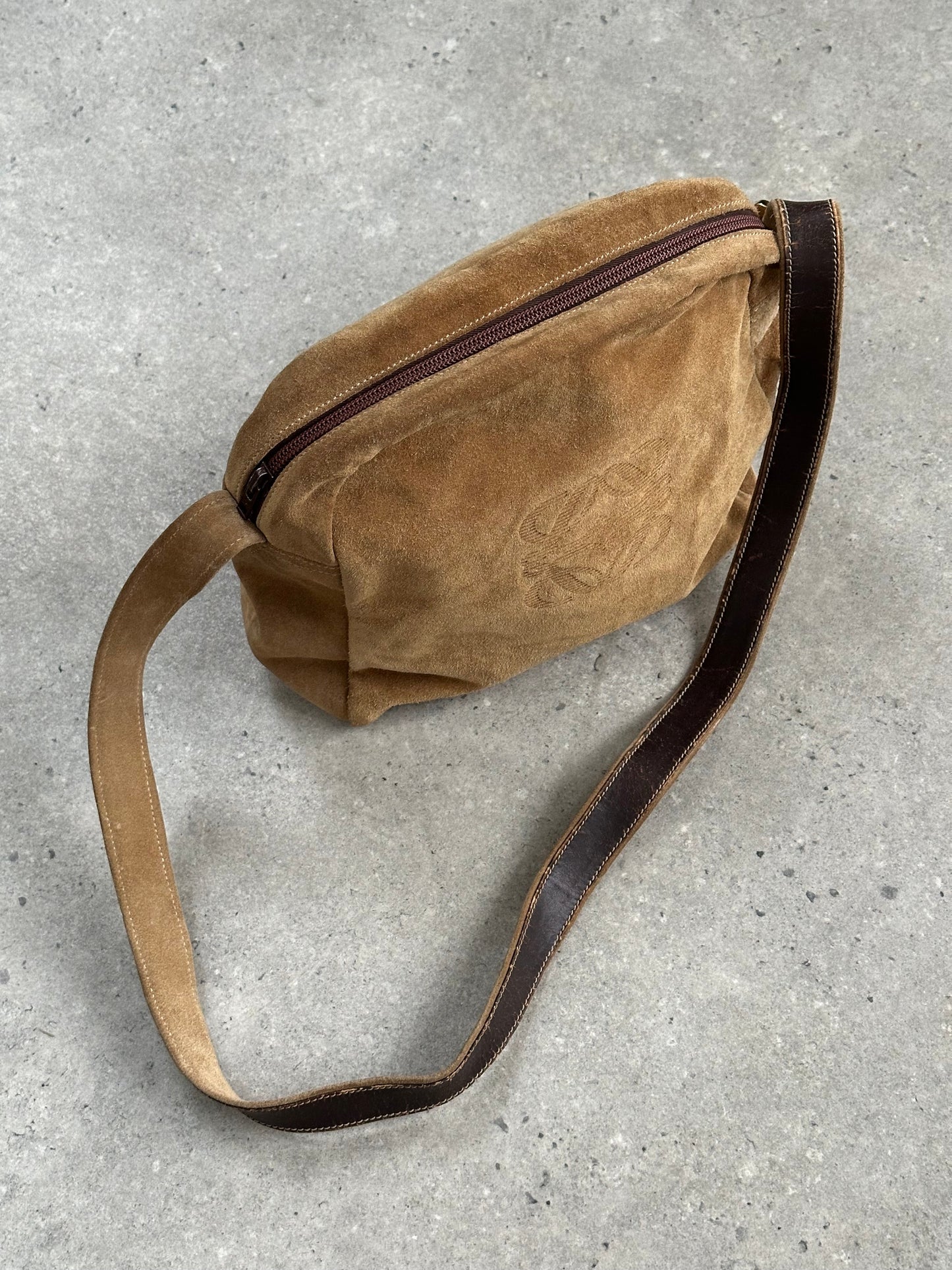 Loewe 1990s Suede Anagram Crossbody Bag