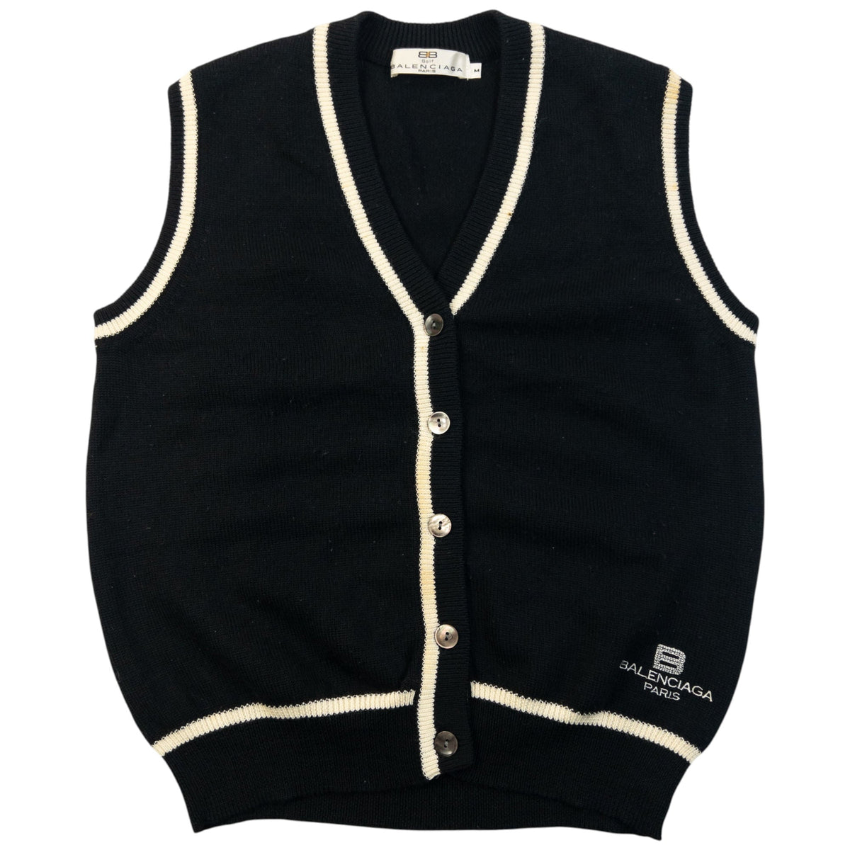 Vintage 90s Balenciaga Golf Button Up Sweater Vest Womens Size M | Medium, Multicoloured