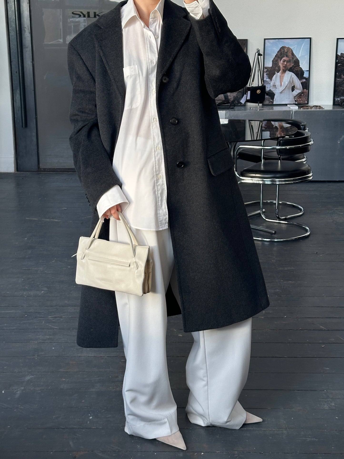 Italian Vintage 1990s Wool Cashmere Coat - XL