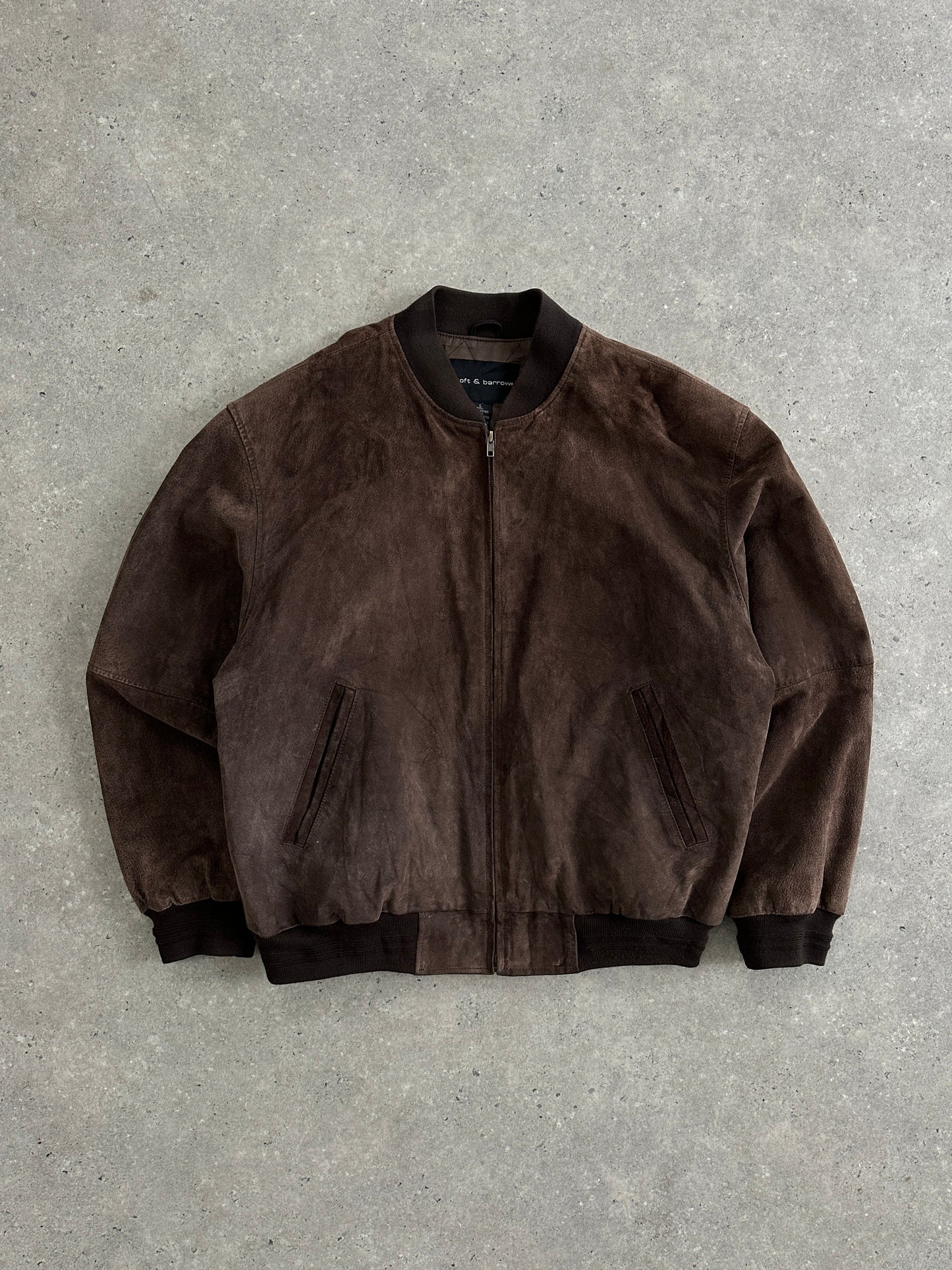 Vintage Suede Leather Bomber Jacket - XL