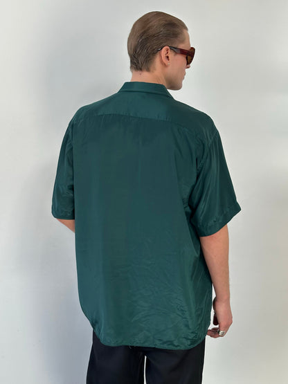 Christian Dior 1990s Pure Silk Short Sleeve Logo Shirt - XL