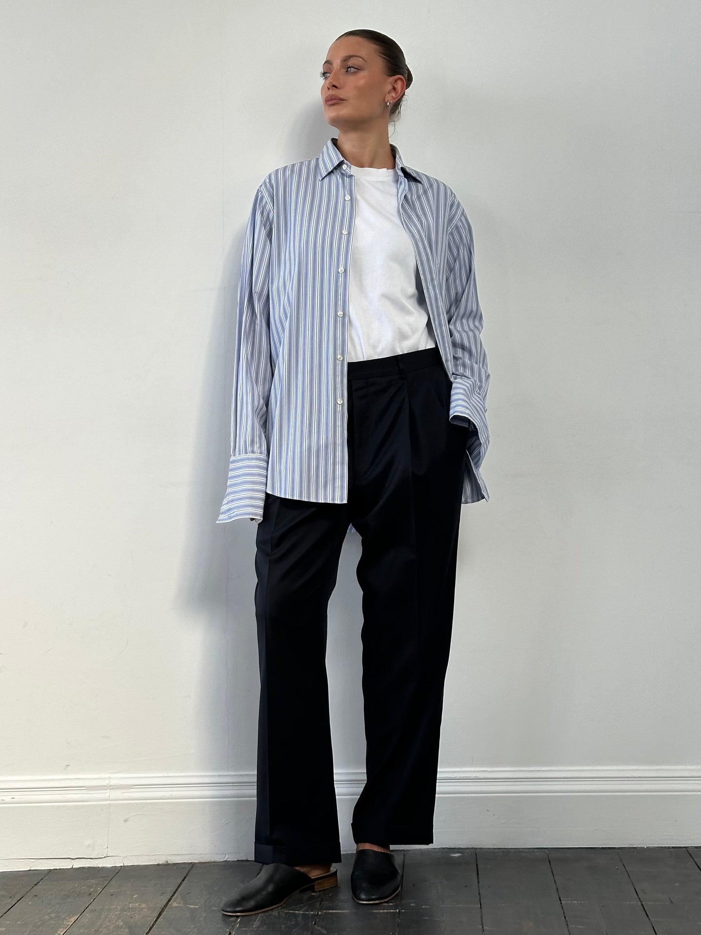 Vintage Pure Wool Pleated Straight Leg Tailored Trousers - W32