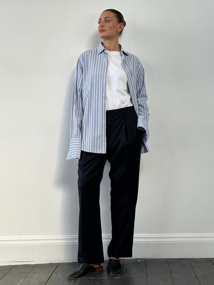 Vintage Pure Wool Pleated Straight Leg Tailored Trousers - W32