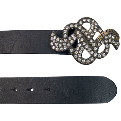 Vintage 2000s Roberto Cavalli Diamanté Leather Belt Size M | O/S, Black