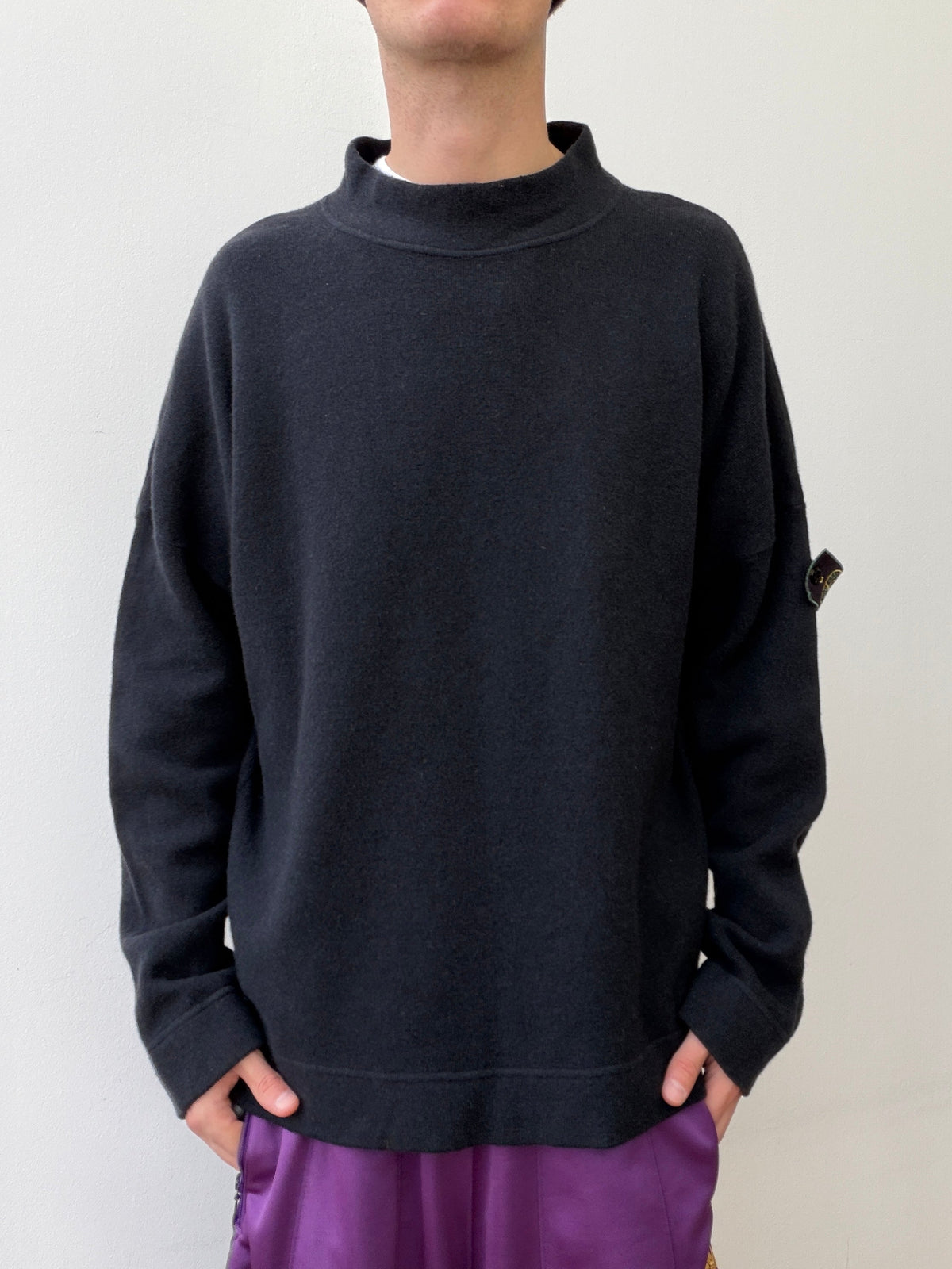 Stone Island AW96 Mock Neck Knit Jumper | Large, Black