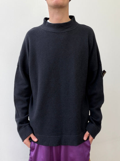Stone Island AW96 Mock Neck Knit Jumper | Large, Black